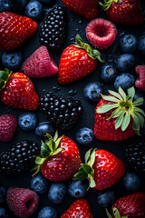 Fototapeta premium Frische Beeren auf Reinen, Schwarzen Hintergrund