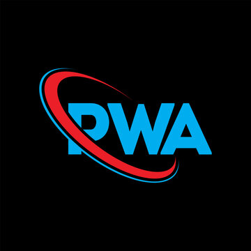 PWA logo. PWA letter. PWA letter logo design. Initials PWA logo linked with circle and uppercase monogram logo. PWA typography for technology, business and real estate brand.
