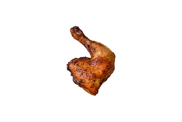 Delicious grilled chicken leg or quarter with salt and spices