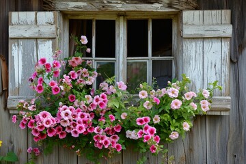 Fototapeta na wymiar open window with flowers.