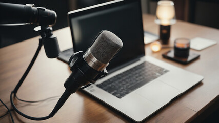 Podcast Haven: Crafting a Cozy Home Studio with Microphone and Laptop