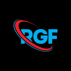 RGF logo. RGF letter. RGF letter logo design. Initials RGF logo linked with circle and uppercase monogram logo. RGF typography for technology, business and real estate brand.