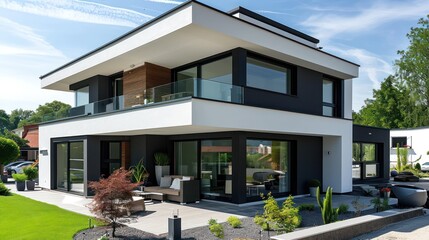 Fototapeta premium A modern and luxurious dream house, ideal for various property business purposes, including house rental, buying and selling, and investment