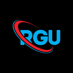 RGU logo. RGU letter. RGU letter logo design. Initials RGU logo linked with circle and uppercase monogram logo. RGU typography for technology, business and real estate brand.