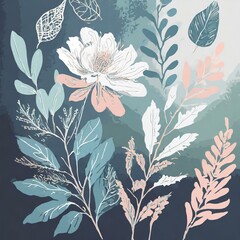 Soft Floral Whispers: Botanical Elements in Pastel Colors, a Breath of Freshness