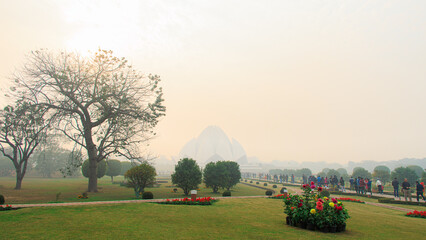 View of the Lotus Temple in New Delhi is one of 7 temples of the Baha'i faith in the world. 