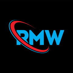 RMW logo. RMW letter. RMW letter logo design. Initials RMW logo linked with circle and uppercase monogram logo. RMW typography for technology, business and real estate brand.