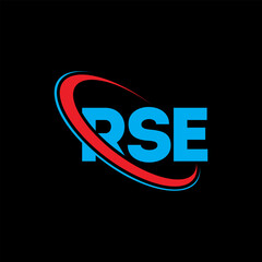 RSE logo. RSE letter. RSE letter logo design. Initials RSE logo linked with circle and uppercase monogram logo. RSE typography for technology, business and real estate brand.