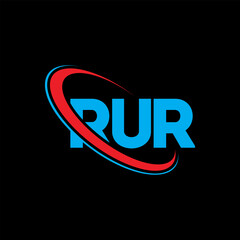 RUR logo. RUR letter. RUR letter logo design. Initials RUR logo linked with circle and uppercase monogram logo. RUR typography for technology, business and real estate brand.