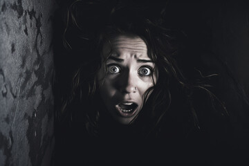 Scared woman surreal image