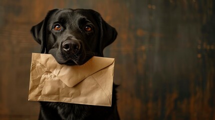 Pawfect Messenger. A Labrador Retriever Delivering a Love Letter in Its Mouth on Valentine's Day, Adding Playful Charm to the Expression of Affection.