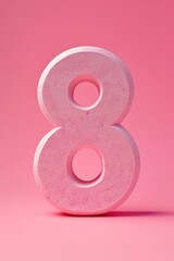 Feminine Elegance. Number 8 Crafted with a Pastel Pink Background,  International Women's Day Celebrate.