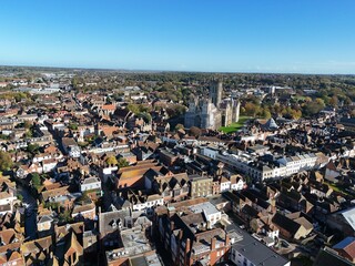 Canterbury city centre Kent UK drone aerial view