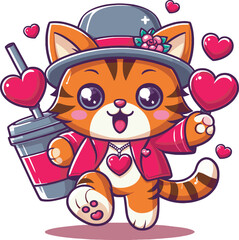 valentines day character adorable cat