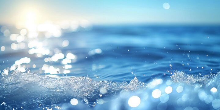 Abstract blur light on sea and ocean, clear water close up colorful background.