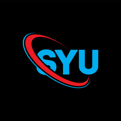 SYU logo. SYU letter. SYU letter logo design. Initials SYU logo linked with circle and uppercase monogram logo. SYU typography for technology, business and real estate brand.