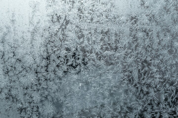 frozen pane in winter with ice crystals