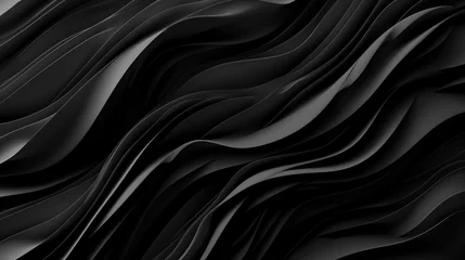 Poster Abstract black fabric texture background with soft waves pattern © Tazzi Art