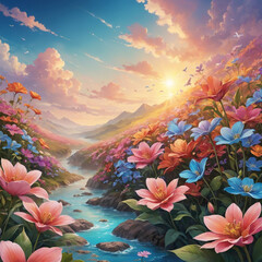 Obraz na płótnie Canvas Beautiful Background With Beautiful Flowers