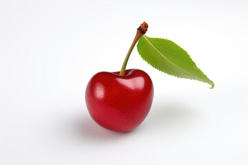 Single cherry, isolated white background