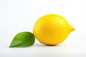 Single lemon, isolated white background