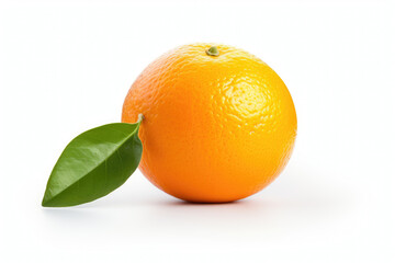 Single orange fruit, isolated white background