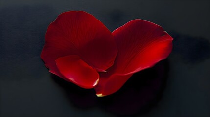 a single red flower on a black surface