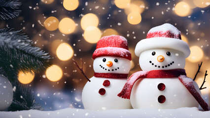 snowman and christmas tree