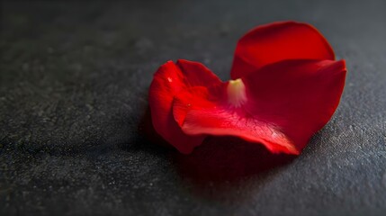 a single red flower on a black surface