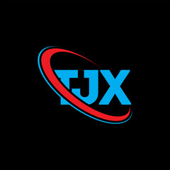 TJX logo. TJX letter. TJX letter logo design. Initials TJX logo linked with circle and uppercase monogram logo. TJX typography for technology, business and real estate brand.