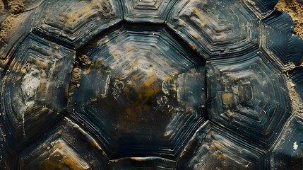 Naklejka premium a close up of a tortoise shell on a rock