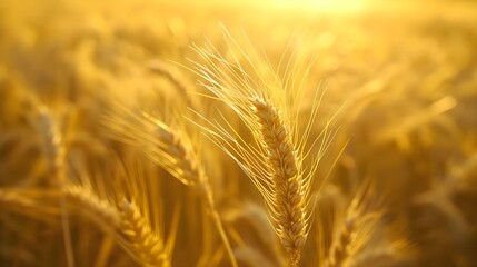 a close up of a wheat field with the sun in the background