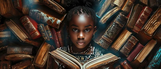 Foto op Plexiglas An image that symbolizes the impact of Black people literature. © MdKamrul