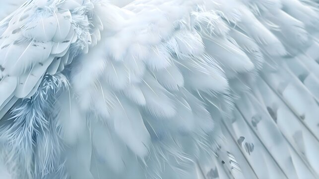 a close up of a white bird's wings