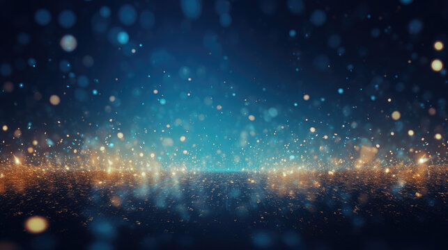 Sky textured space background with blue glittering defocused lights