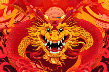 vector illustration of a colorful chinese dragon