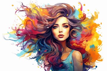 Obraz premium Abstract Watercolor illustration of colorful Woman. Art painting