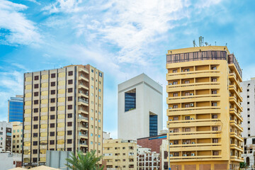 Residential and business buildings of Al-Balad, downtown central district of Jeddah, Saudi Arabia