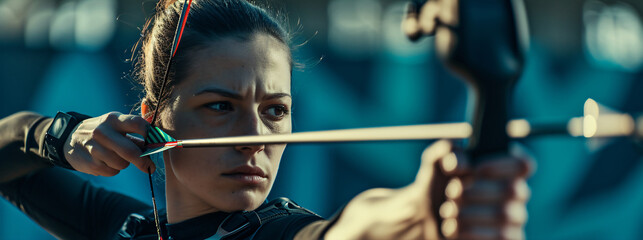 woman shooting an arrow, archer, athlete