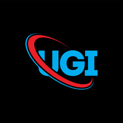 UGI logo. UGI letter. UGI letter logo design. Initials UGI logo linked with circle and uppercase monogram logo. UGI typography for technology, business and real estate brand.