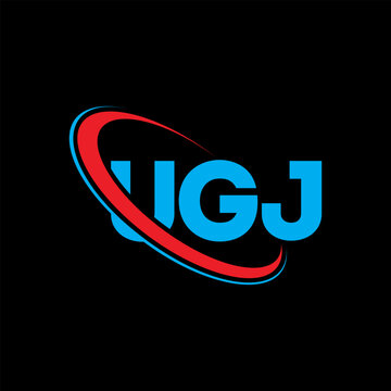 UGJ logo. UGJ letter. UGJ letter logo design. Initials UGJ logo linked with circle and uppercase monogram logo. UGJ typography for technology, business and real estate brand.