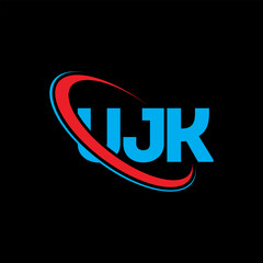 UJK logo. UJK letter. UJK letter logo design. Initials UJK logo linked with circle and uppercase monogram logo. UJK typography for technology, business and real estate brand.