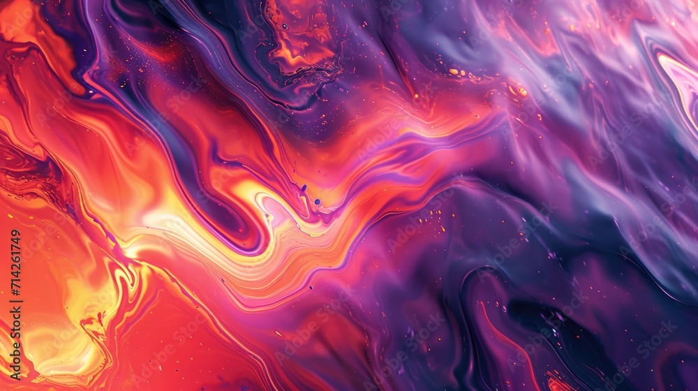 Poster Close up view of a liquid painting on a surface. This vibrant artwork can add a pop of color and creativity to any project or design