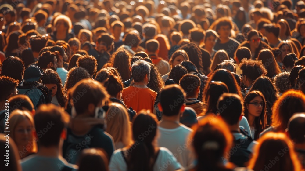 Aufkleber a large group of people standing together in a crowd. suitable for various applications