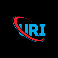 URI logo. URI letter. URI letter logo design. Initials URI logo linked with circle and uppercase monogram logo. URI typography for technology, business and real estate brand. - obrazy, fototapety, plakaty
