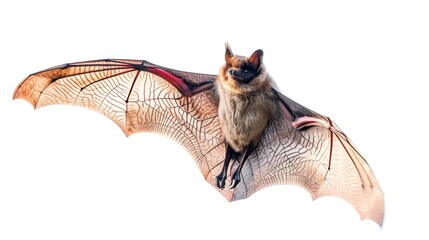 Obraz premium A bat soaring through the air with its wings spread wide. Perfect for Halloween-themed designs or nature illustrations