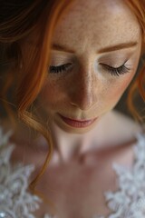 Close-up shot of a woman with vibrant red hair. Versatile image suitable for various uses