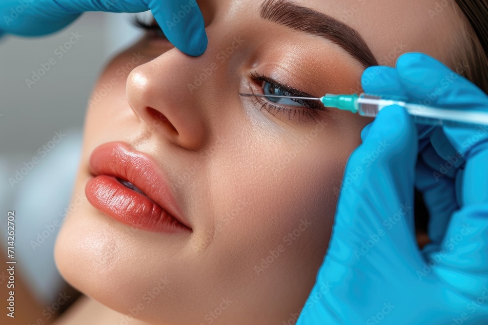 Poster a close-up shot of a person receiving an injection. this image can be used to depict healthcare, med