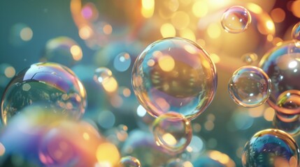 A captivating image of a bunch of bubbles floating in the air. Perfect for adding a touch of whimsy and playfulness to any project - obrazy, fototapety, plakaty