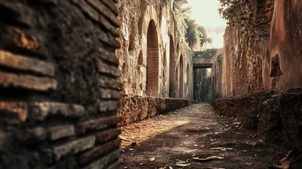 Acrylic prints Narrow Alley A narrow alley with brick walls and a door. Perfect for urban or historical themes